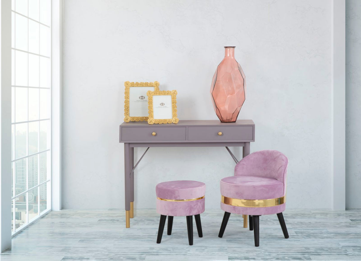 Sedia Paris mini con schienale in tessuto rosa Ø cm 45x62