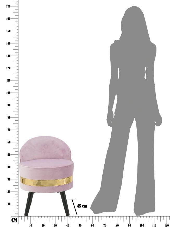 Sedia Paris mini con schienale in tessuto rosa Ø cm 45x62