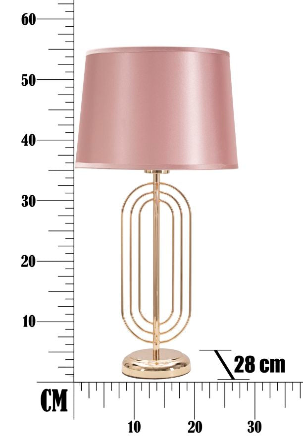 Lampada Krista da tavolo in metallo dorata con paralume rosa
