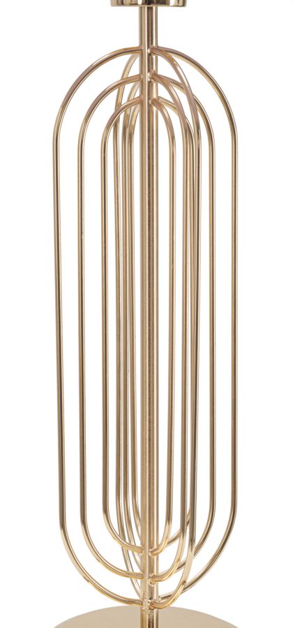 Lampada Krista da tavolo in metallo dorata con paralume rosa