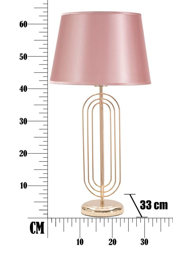 Lampada Krista da tavolo in metallo dorata con paralume rosa