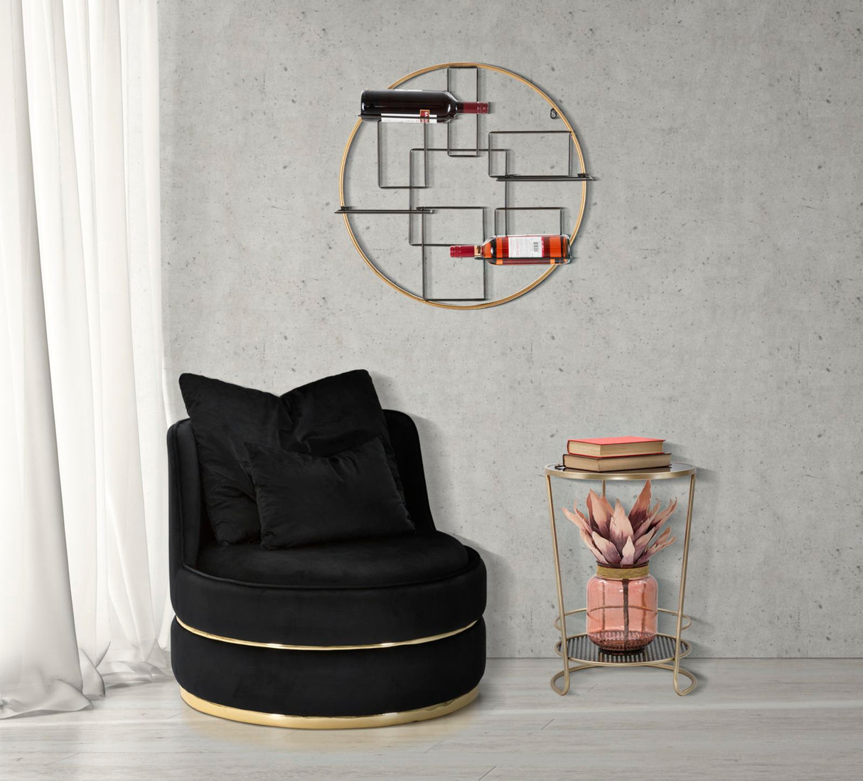 POLTRONA PARIS SPACE IN TESSUTO IMBOTTITO CON DECORI DORATI SU TUTTA LA CIRCONFERENZO  CM Ø 84X72