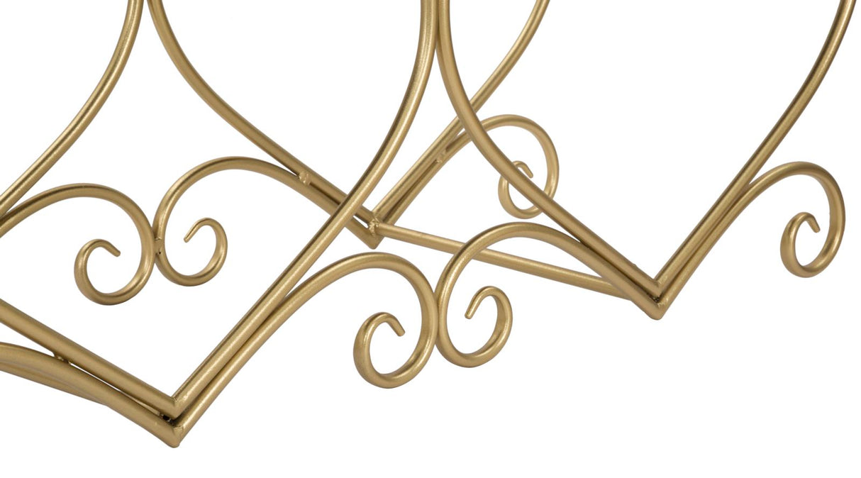 Panca Love Trapuntata Rosa con Base a Cuori Dorata