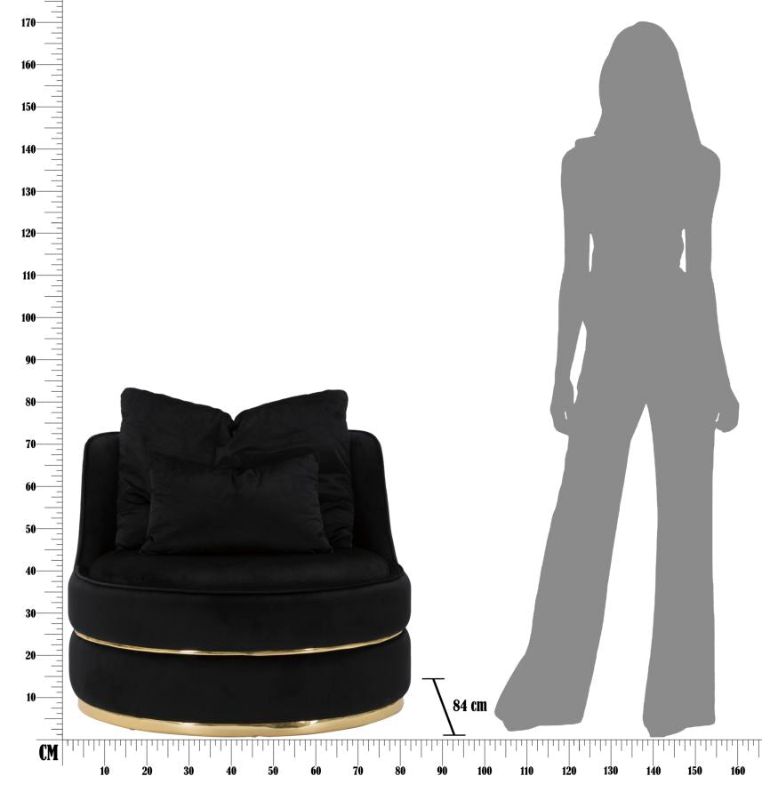 POLTRONA PARIS SPACE IN TESSUTO IMBOTTITO CON DECORI DORATI SU TUTTA LA CIRCONFERENZO  CM Ø 84X72