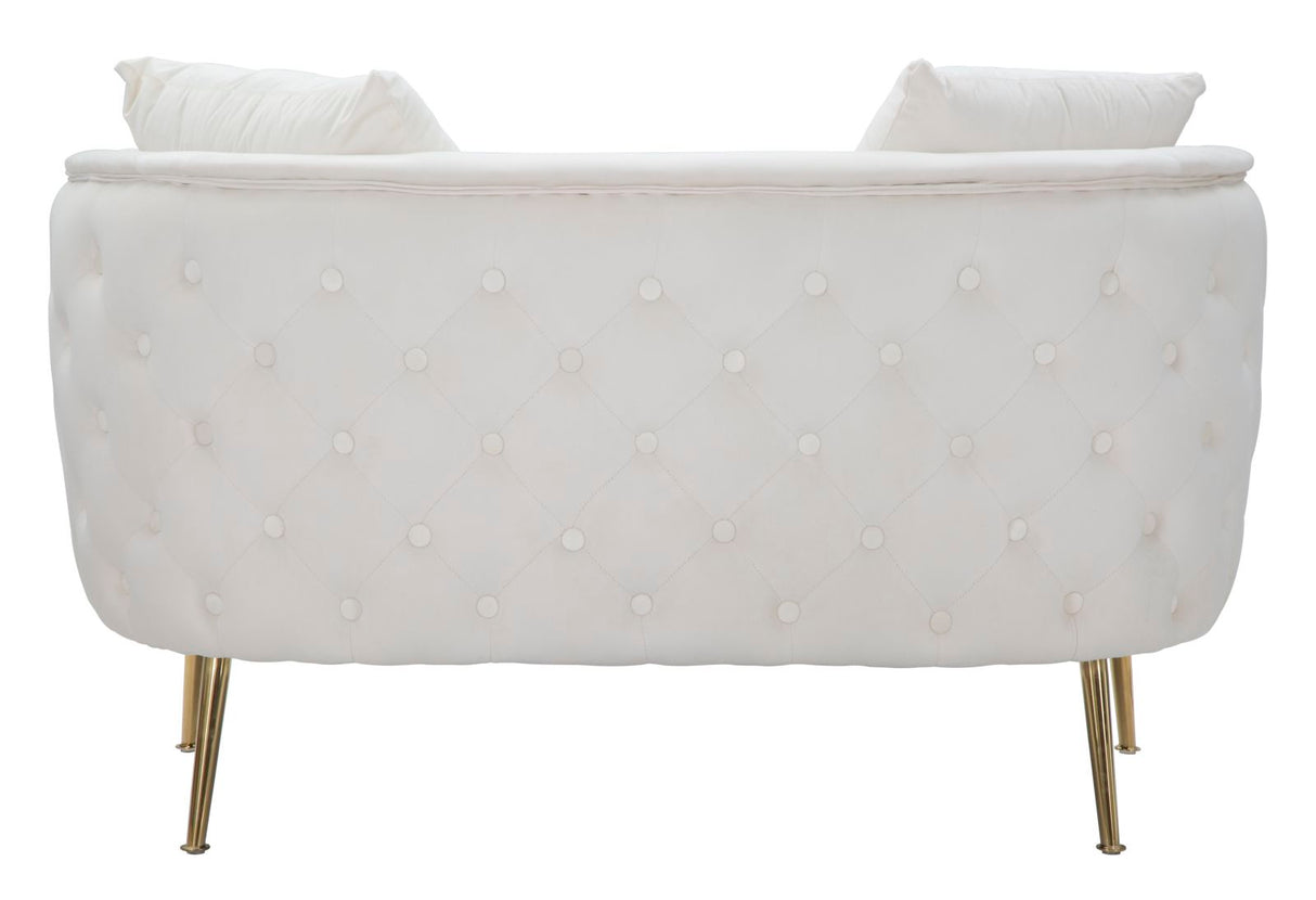 Divanetto "Bucarest" 2 posti in velluto gambe in metallo color oro per interni