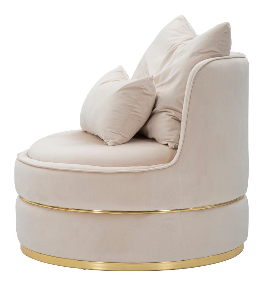 POLTRONA PARIS SPACE IN TESSUTO IMBOTTITO CON DECORI DORATI SU TUTTA LA CIRCONFERENZO  CM Ø 84X72