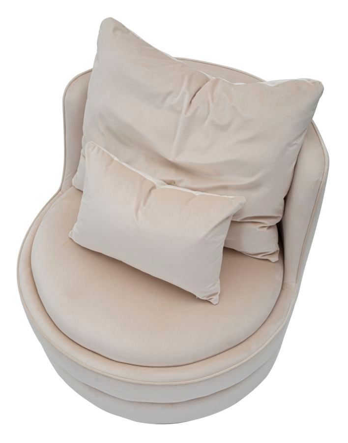 POLTRONA PARIS SPACE IN TESSUTO IMBOTTITO CON DECORI DORATI SU TUTTA LA CIRCONFERENZO  CM Ø 84X72