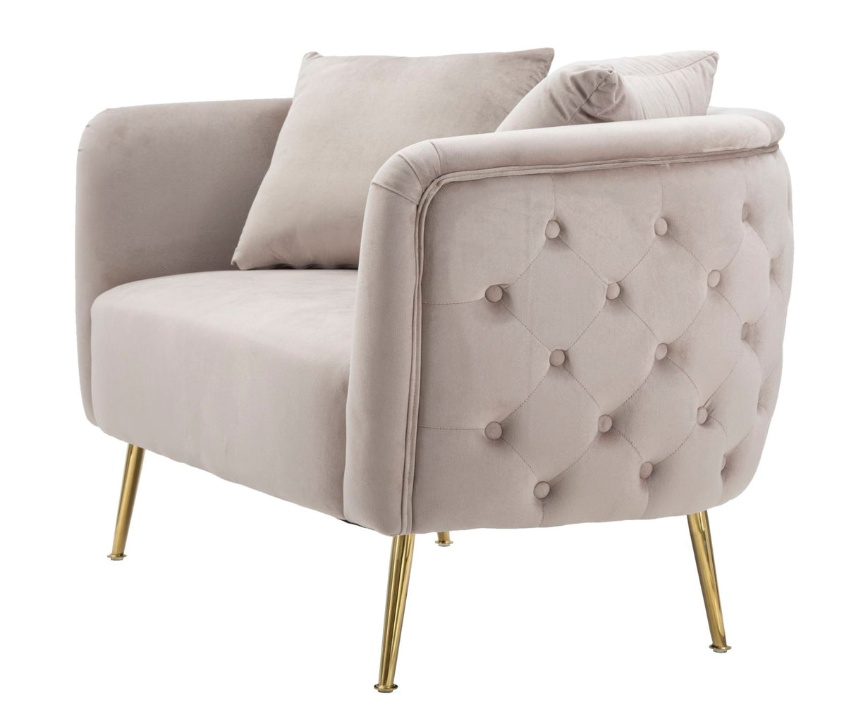 Divanetto "Bucarest" 2 posti in velluto gambe in metallo color oro per interni