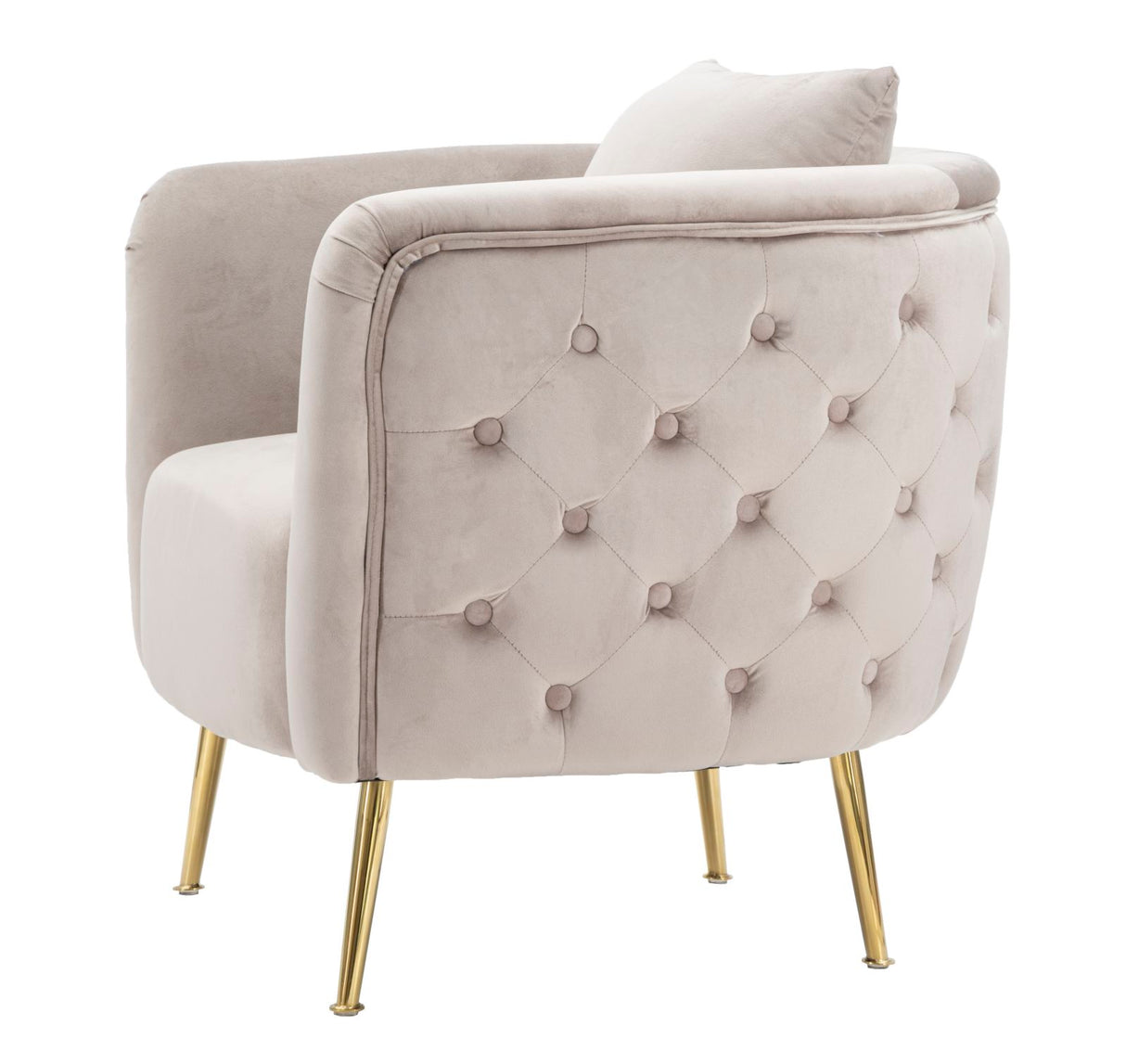 POLTRONA BUCAREST IN VELLUTO CON PIEDI IN METALLO DORATO  CM 76X74X73