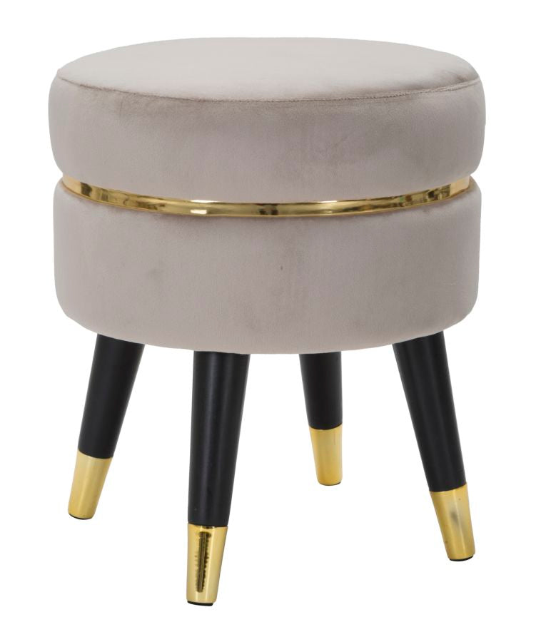 Sgabello/Pouf Paris rotondo in tessuto con gambe in legno Ø cm 35X40,5
