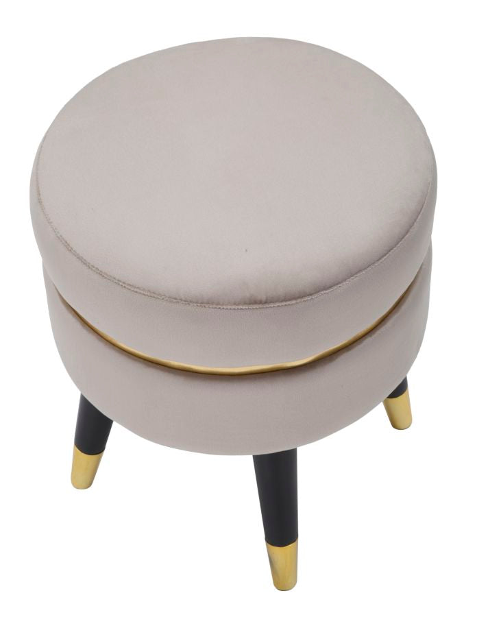 Sgabello/Pouf Paris rotondo in tessuto con gambe in legno Ø cm 35X40,5