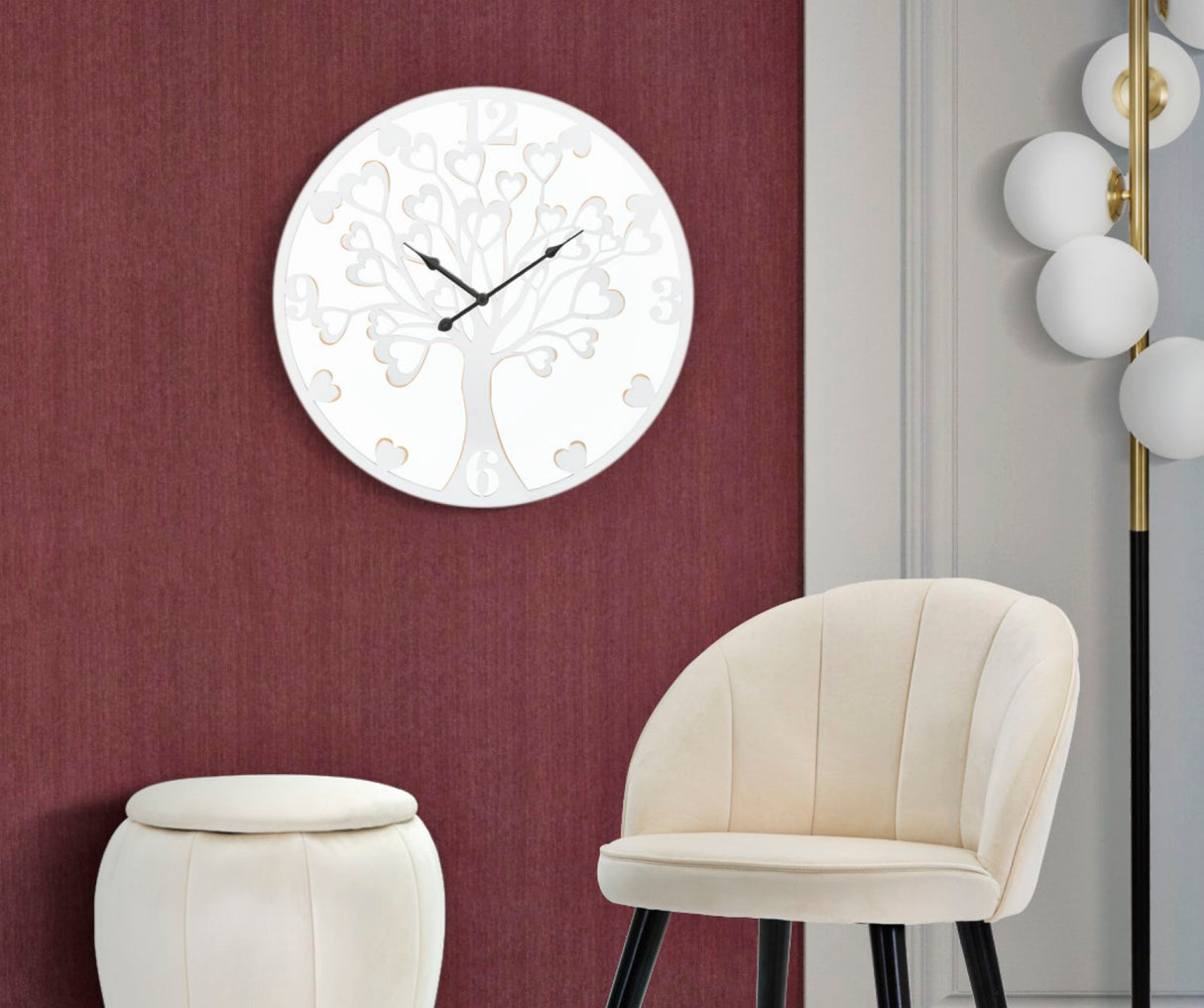 Orologio Da Muro White Heart/Tree Cm Ø 55X4,5