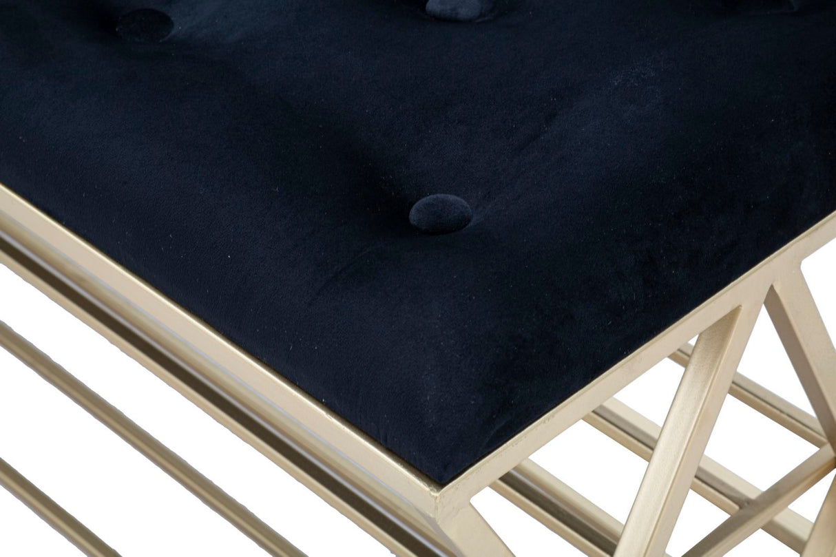 Panca elegante per scarpe in metallo dorato cm 120x40x45