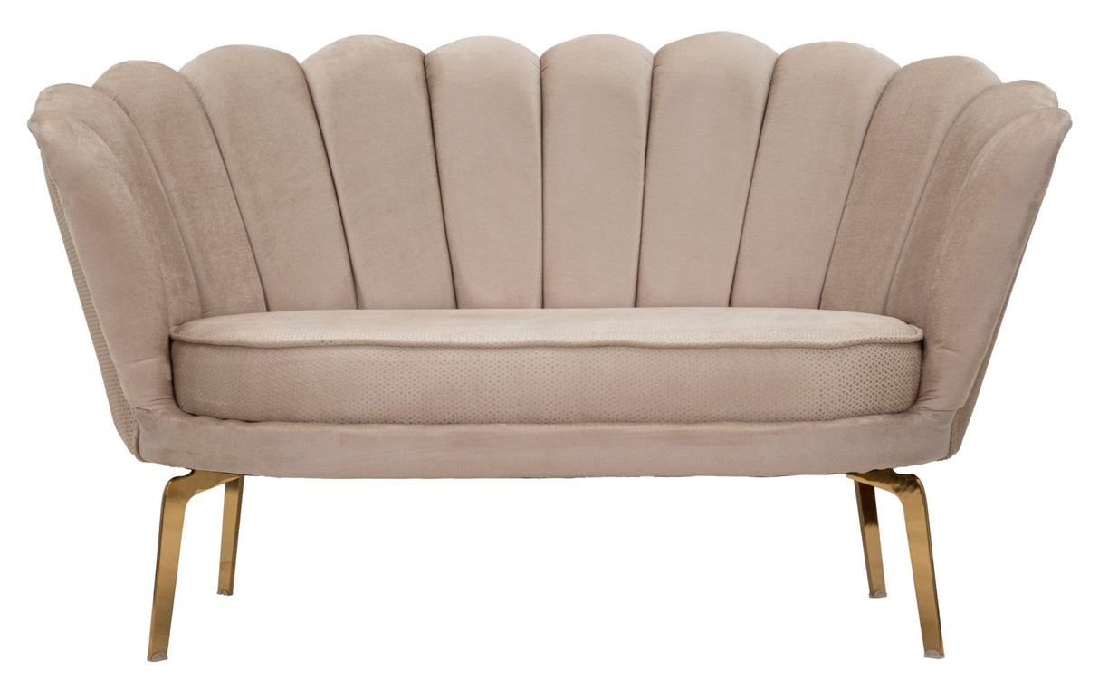 Vienna Plus Divano 2 posti con struttura in metallo oro e seduta rivestita in tessuto crema