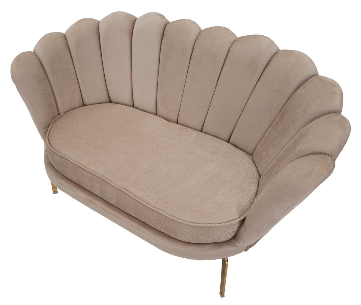 Vienna Plus Divano 2 posti con struttura in metallo oro e seduta rivestita in tessuto crema