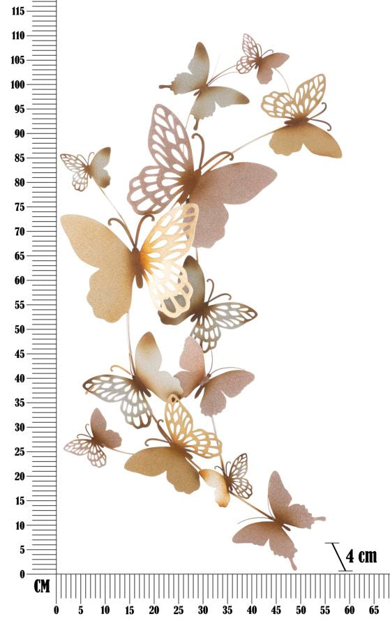 Pannello da muro butterflies oro/rosa c cm 59,5x4x111,5 multicolore metallo