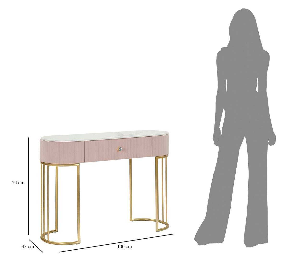 Console montpellier rosa cm 100x43x74