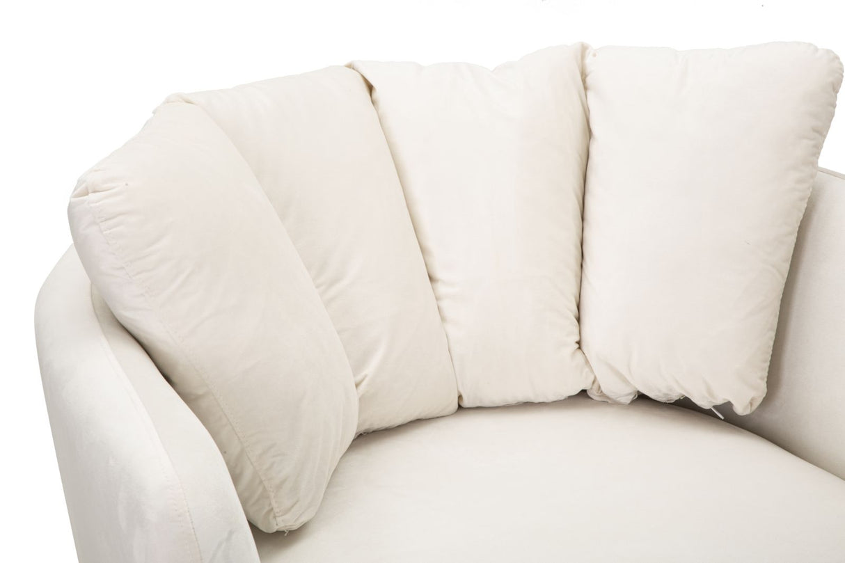 POLTRONA KIEV IN TESSUTO  IMBOTTITO CON PIEDI IN METALLO DORATO CM 88X77X74