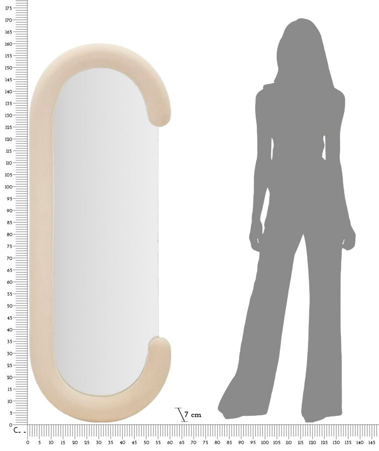 Specchio Da Muro Chantal Velluto Cm 60X7X160