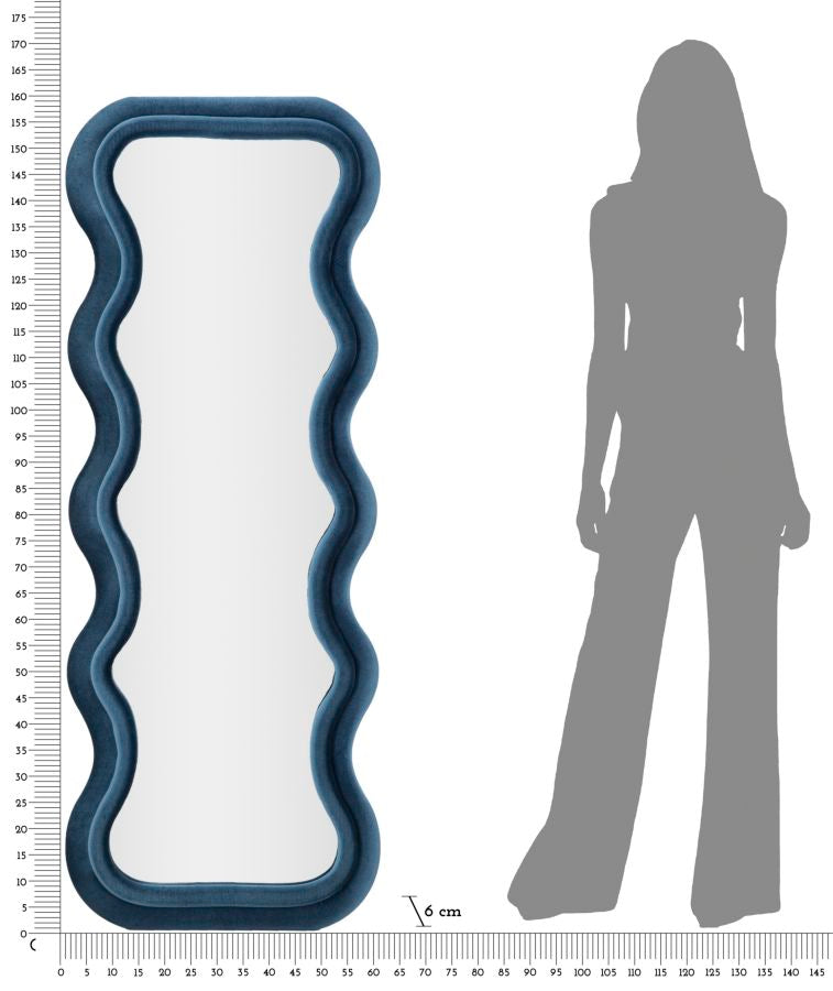 Specchio Da Muro Emily Velluto Cm 60X6X160