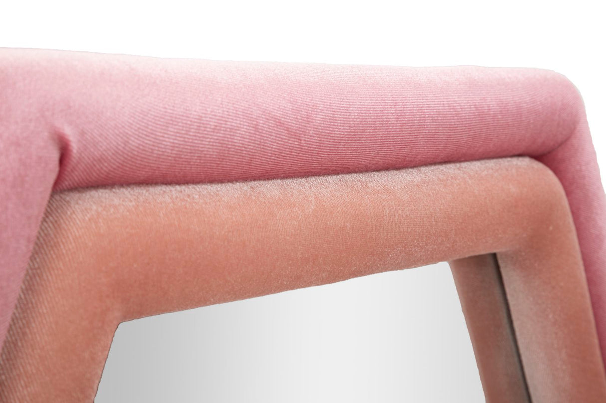 Specchio Tony da parete in velluto rosa cm 75x4x80