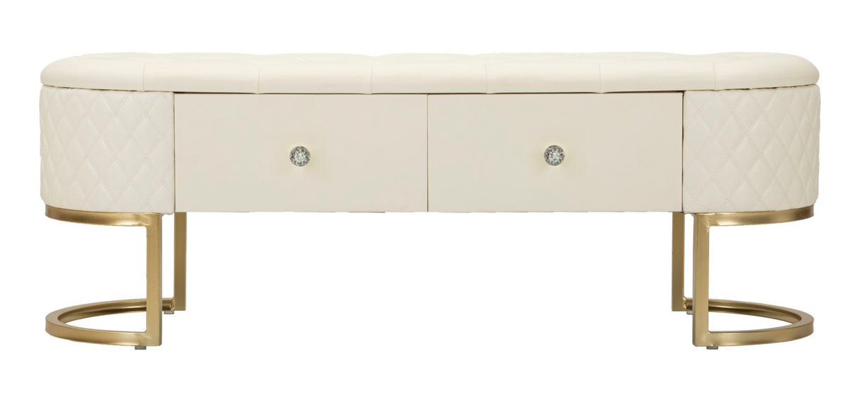 Panca Sharon con Cassetti con gambe argentate rivestita in morbido velluto