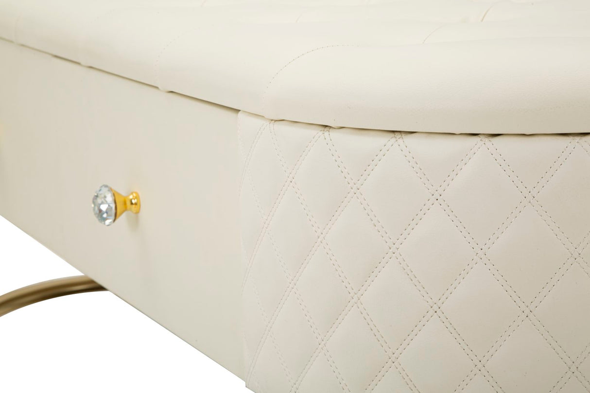 Panca Sharon con Cassetti con gambe argentate rivestita in morbido velluto