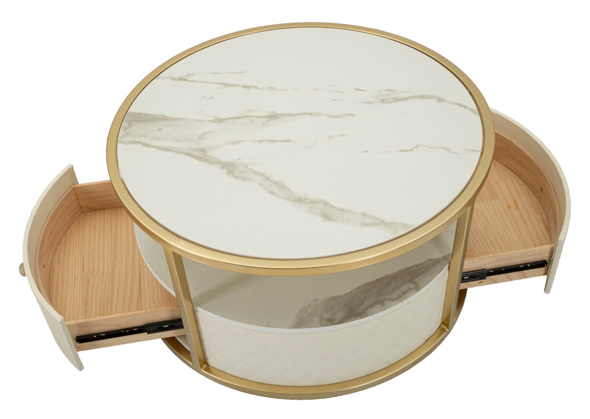 Tavolino da caffè elegante trapuntato in simil pelle