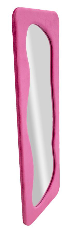 Specchio Theodor da parete in velluto fucsia cm 60x4x160