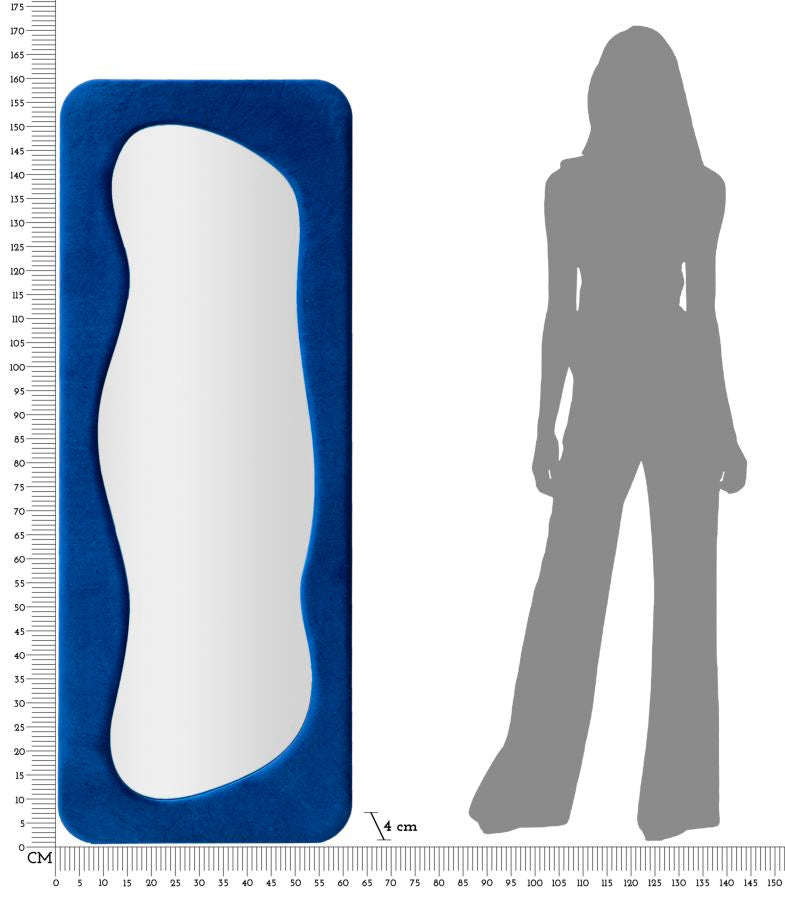 Specchio Theodor da parete in velluto fucsia cm 60x4x160