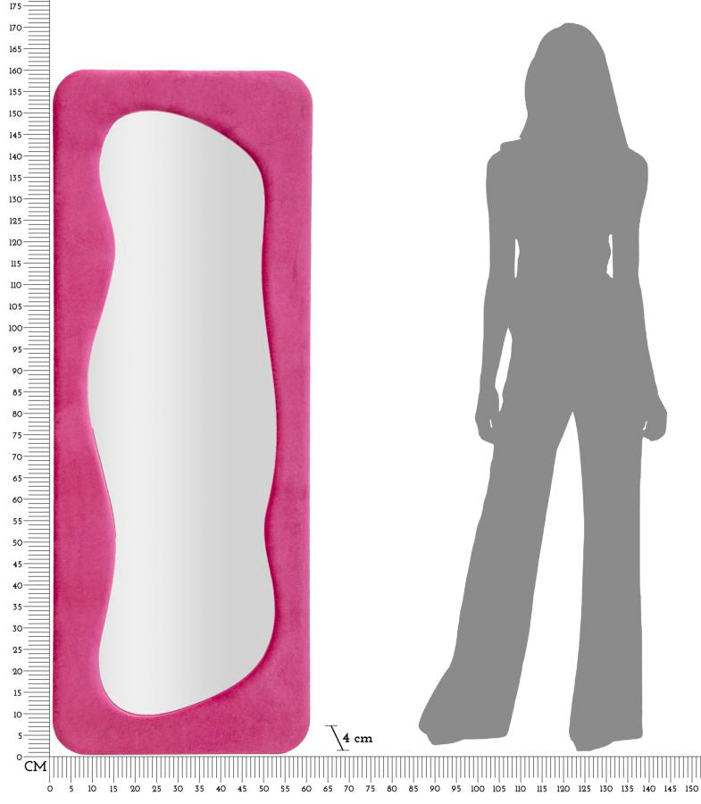 Specchio Theodor da parete in velluto fucsia cm 60x4x160