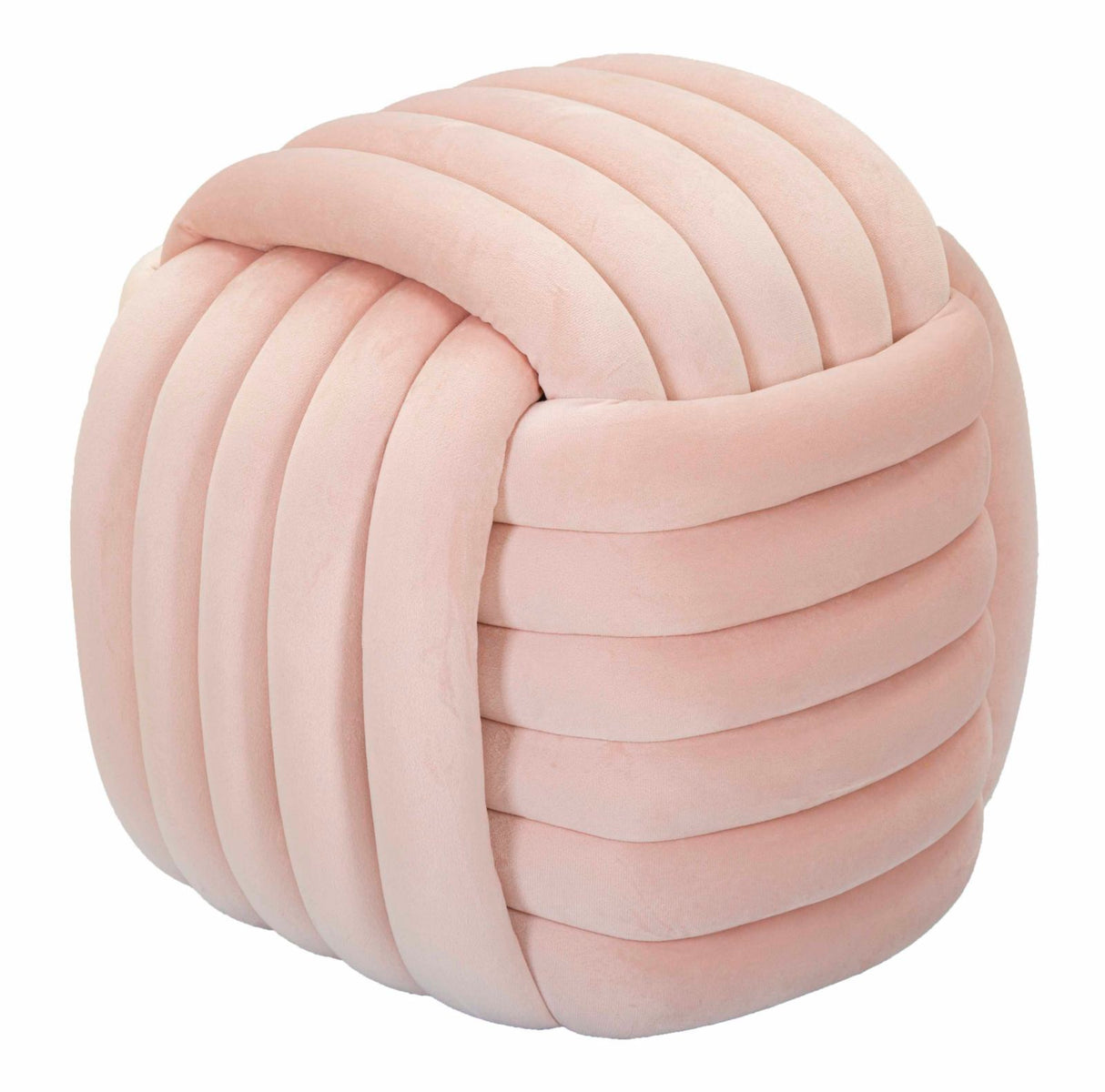 Pouf annodato in velluto crema SOFTY