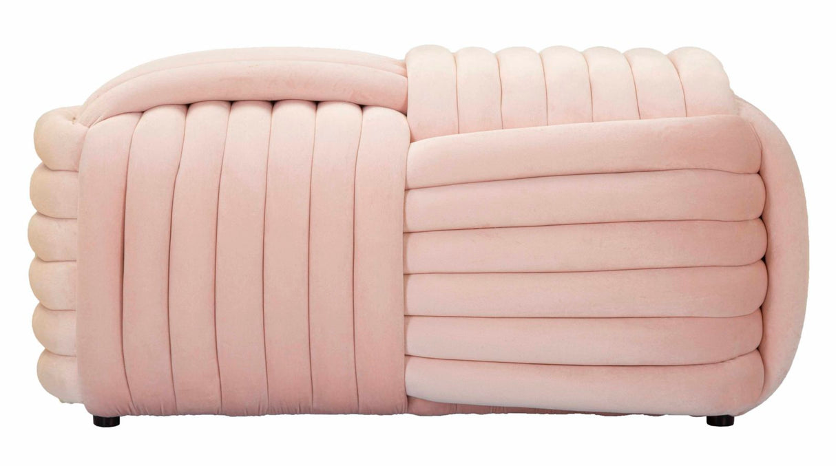 Panca Softy intrecciata in velluto rosa cm 90x45x45
