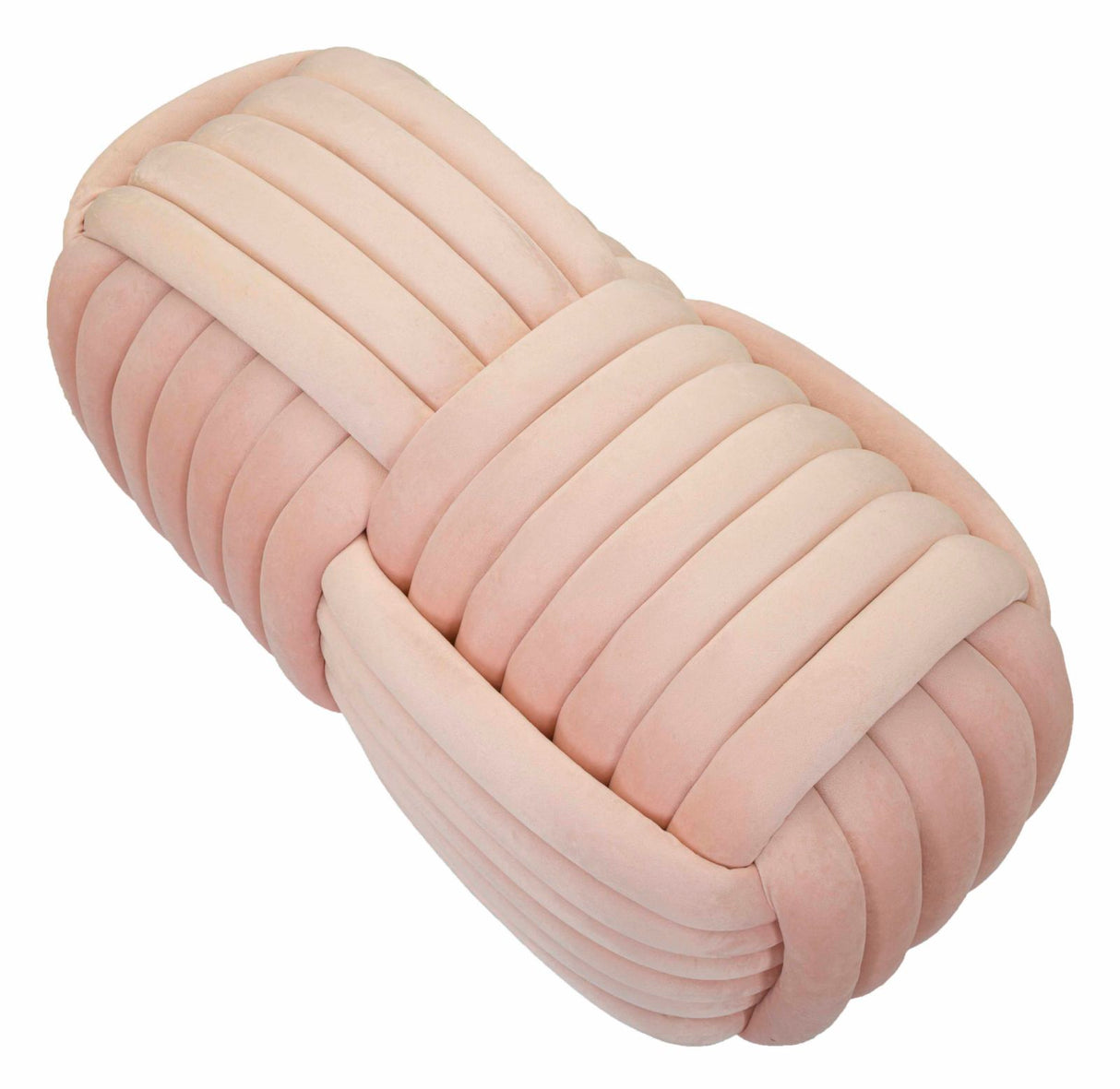 Panca Softy intrecciata in velluto rosa cm 90x45x45