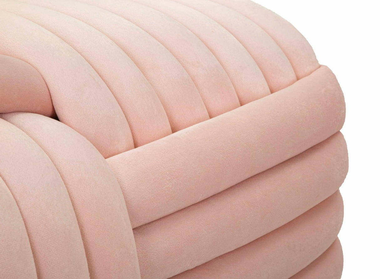 Panca Softy intrecciata in velluto rosa cm 90x45x45