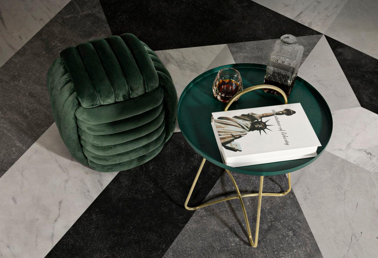 Pouf annodato in velluto crema SOFTY