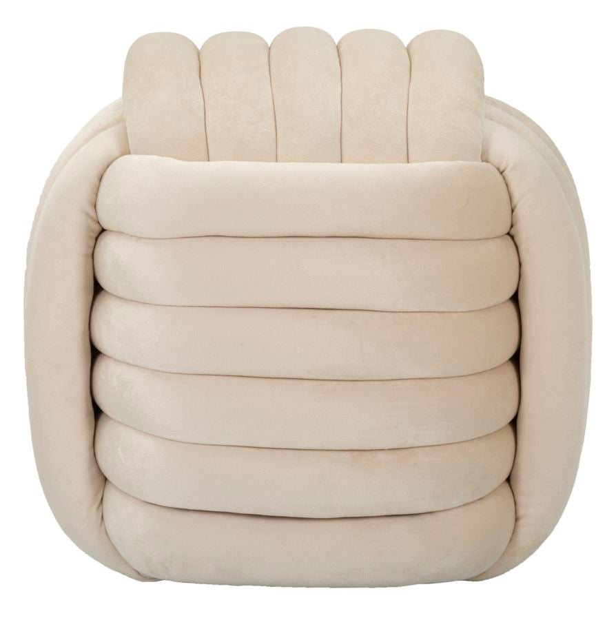 Pouf annodato in velluto crema SOFTY