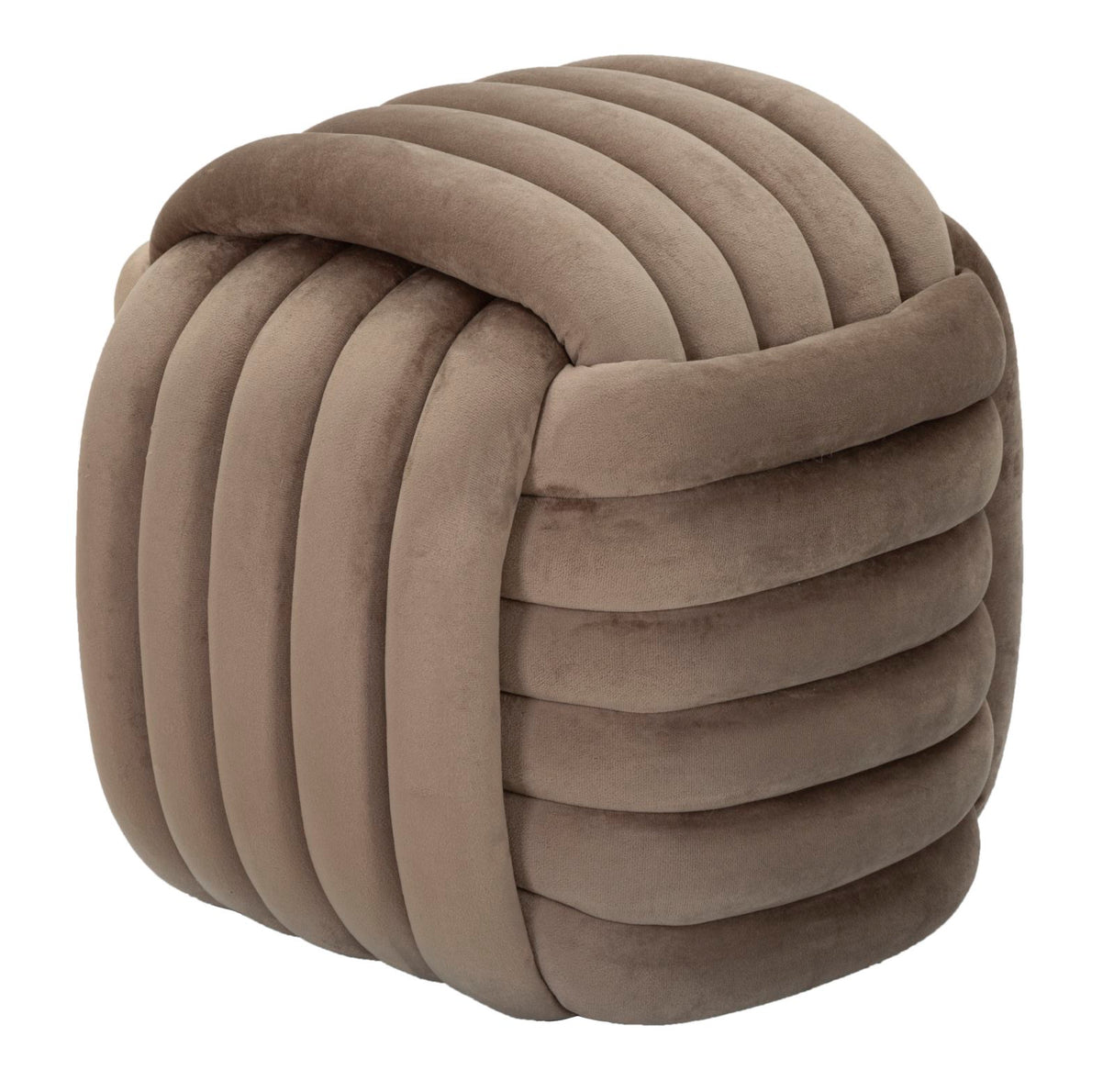 Pouf annodato in velluto crema SOFTY