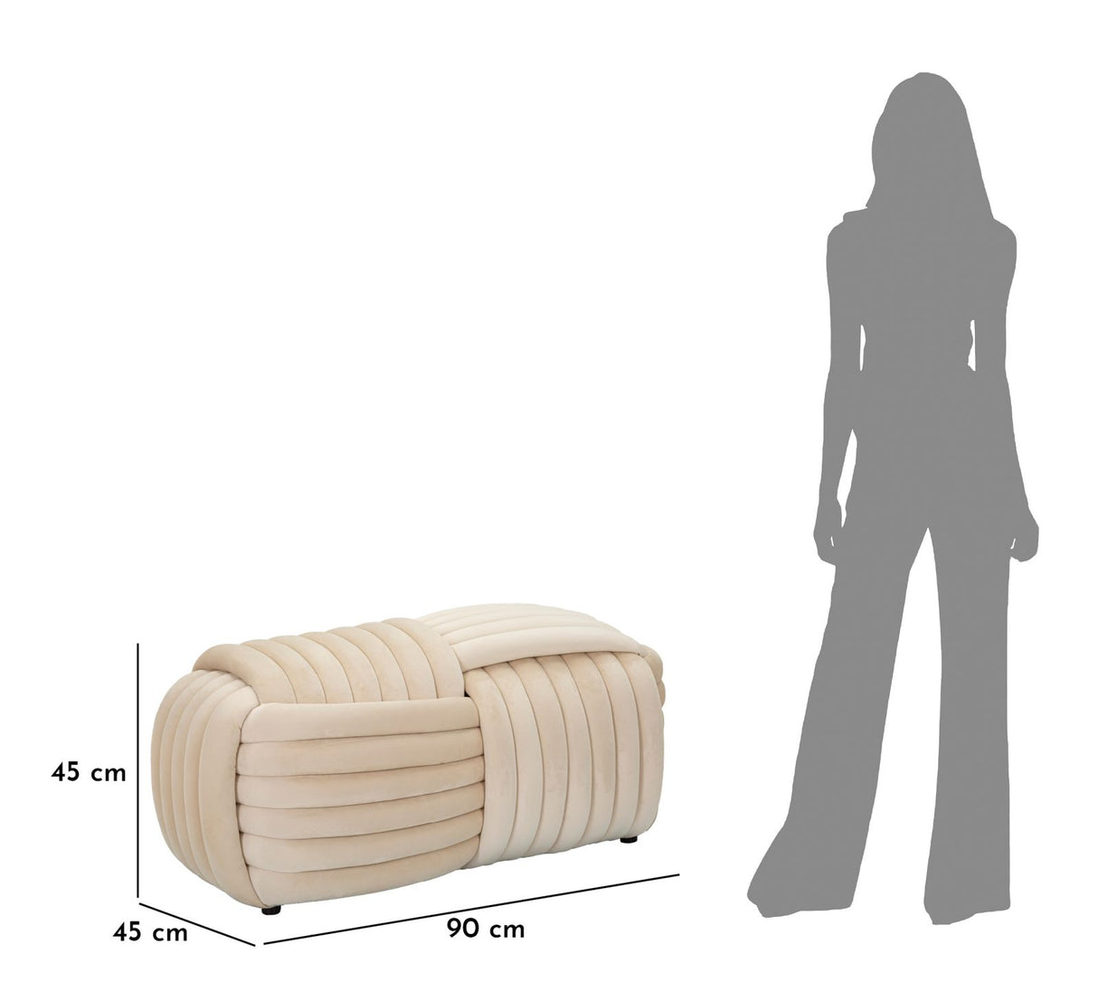 Panca Softy Crema Cm 90X45X45