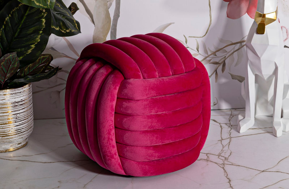 Pouf annodato in velluto crema SOFTY