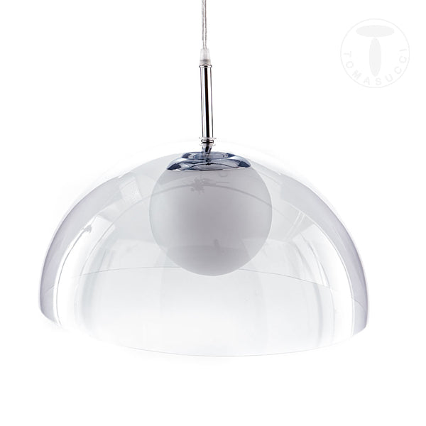 Lampadario paralume in PVC Trasparente sfera in vetro satinato