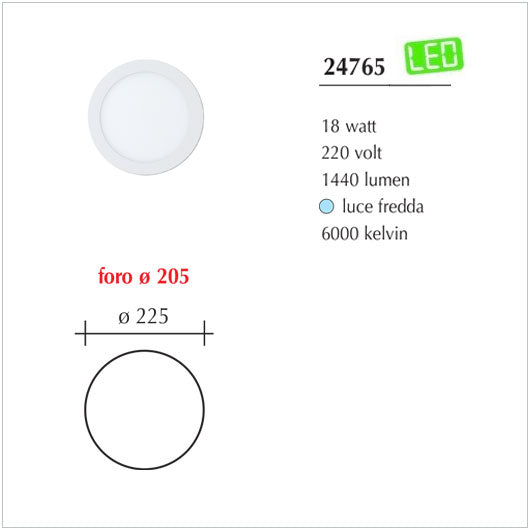 Fari Slim a Led da incasso per cartongesso Led da 24/18/12/6W