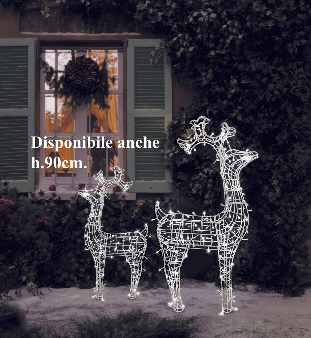 Renna 3D con stringa luminosa H.90cm
