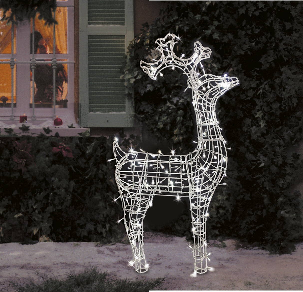 Renna 3D con stringa luminosa H.120cm