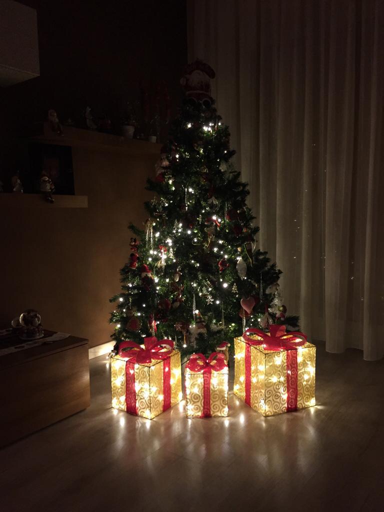 Set 3 pacchi regalo con luci a Led bianco caldo, con box batterie e Timer, ogni pacco dispone del suo box batterie (Batterie incluse nella confezione) Idea regalo