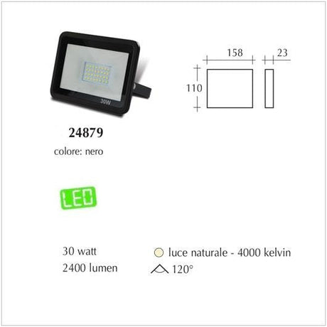 Proiettore Led IP65 Faro Led luce naturale 4000K 30watt