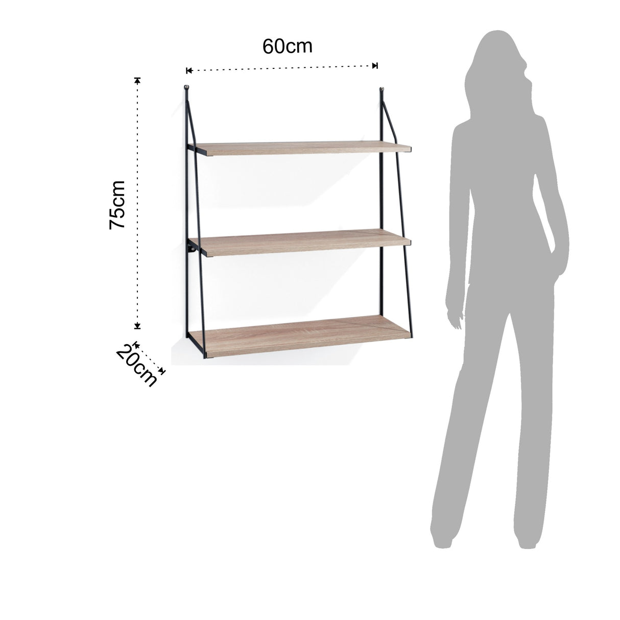 Mensola da parete con tre ripiani
