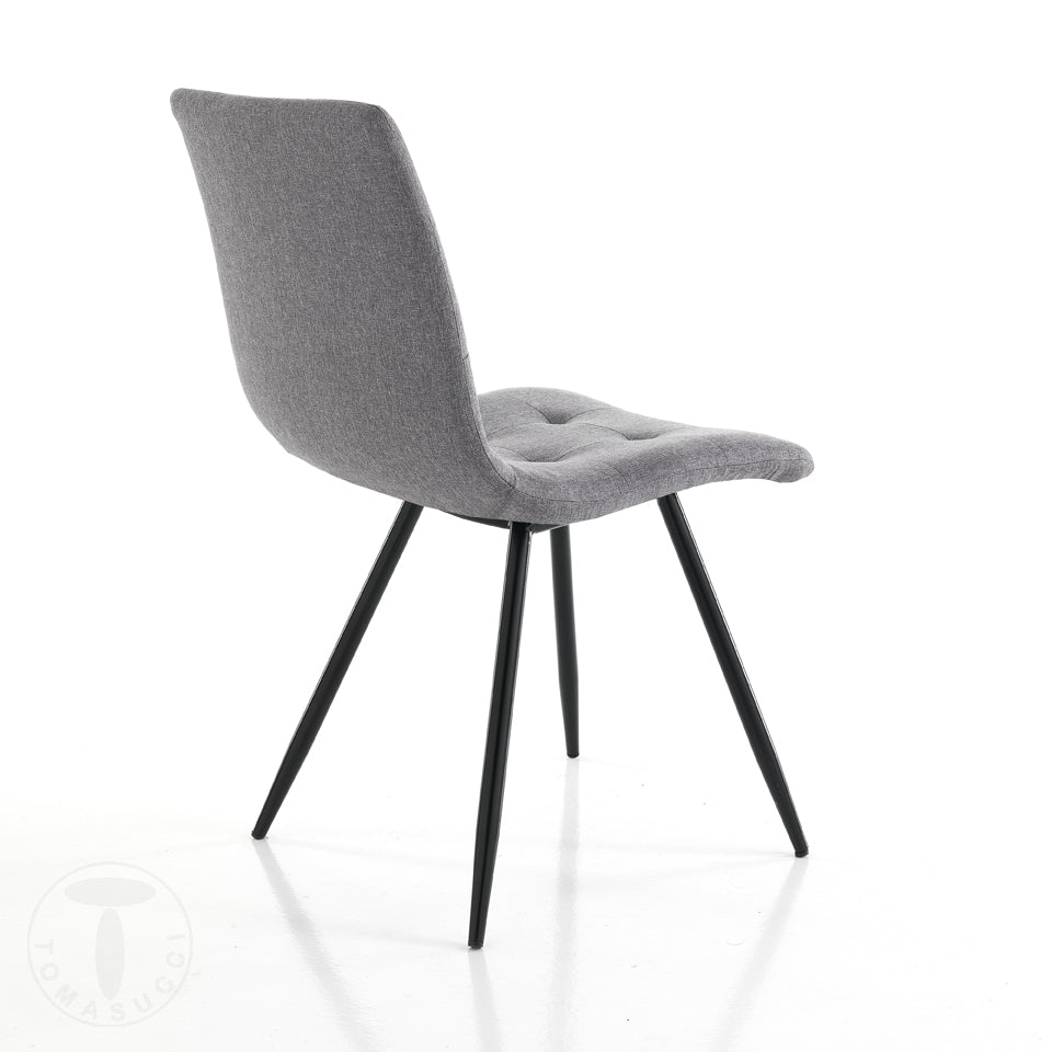 Sedia imbottita seduta imbottita rivestita in tessuto di colore Grigio Set 4 pezzi .