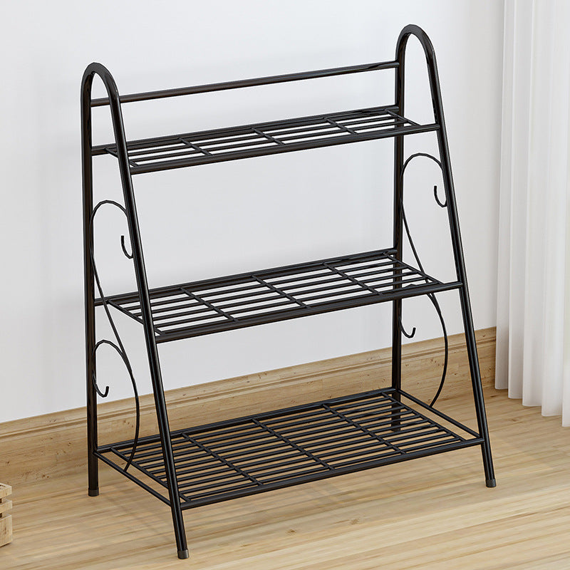 Portapiante in metallo verniciato nero con 3 ripiani Misura 63x31xh.72cm