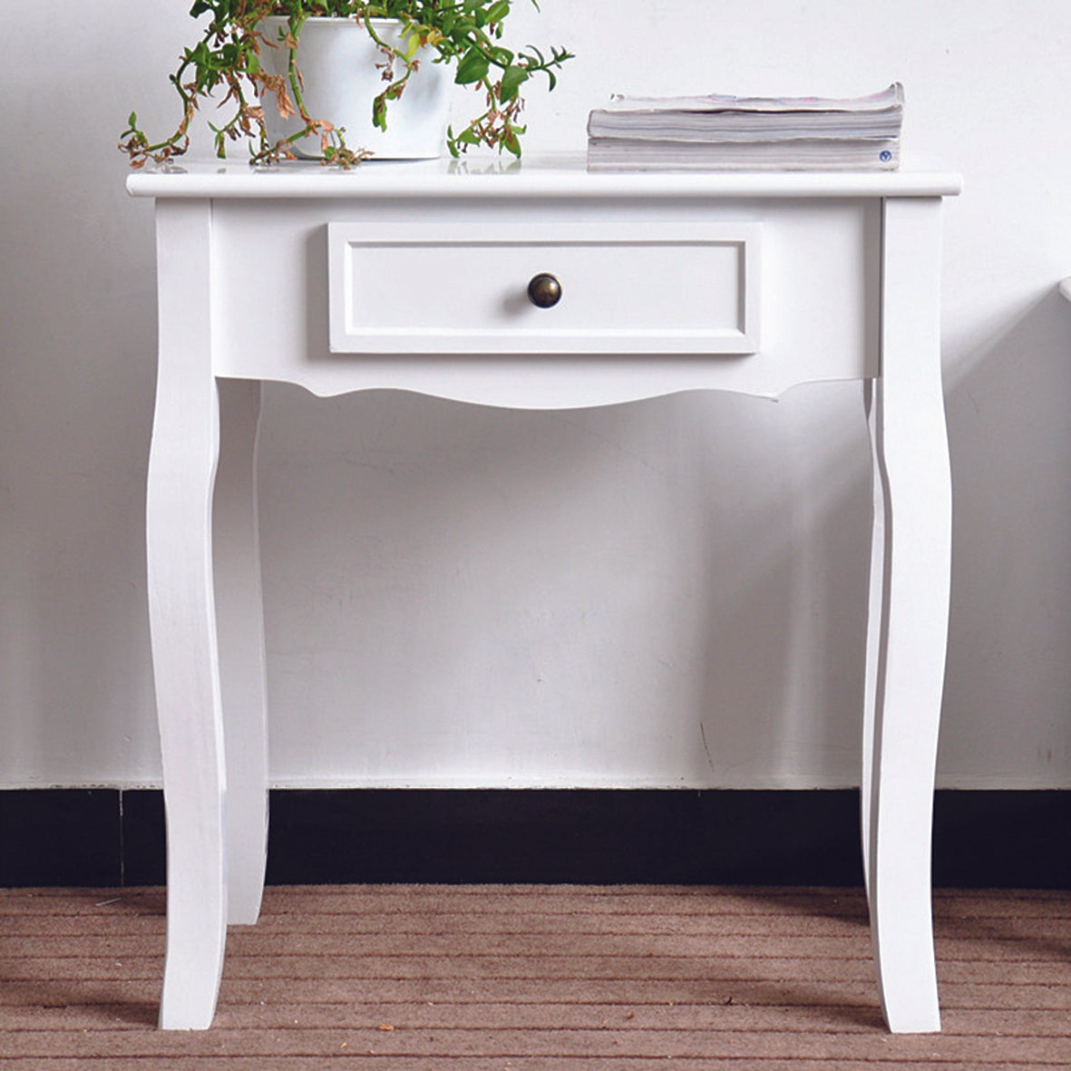 Consolle con 1 Cassetto in Legno 80x37x75 cm colore Bianco